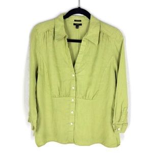 Talbots Pure Irish Linen Lime Green Button Down
